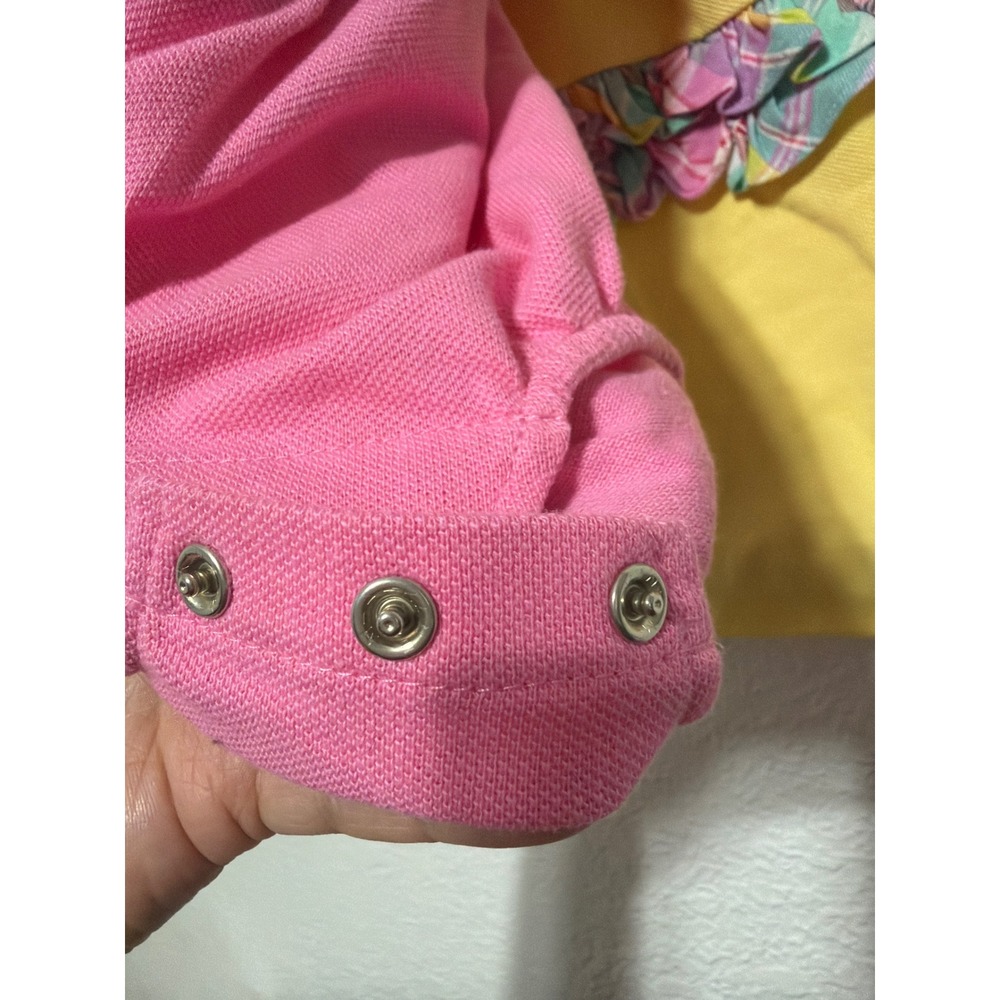 Ralph Lauren Baby Girls 2PK Polo Bubble Romper Yellow Pink Plaid Ruffle 9M NEW - Picture 9 of 9